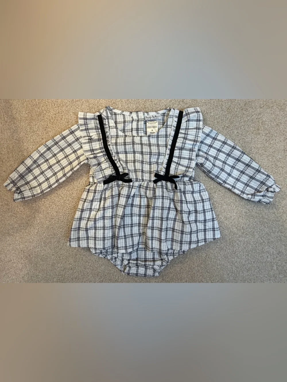 Nicole Miller New York Black & White Plaid Bubble Romper